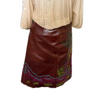 Abercrombie Leather embroidery Skirt